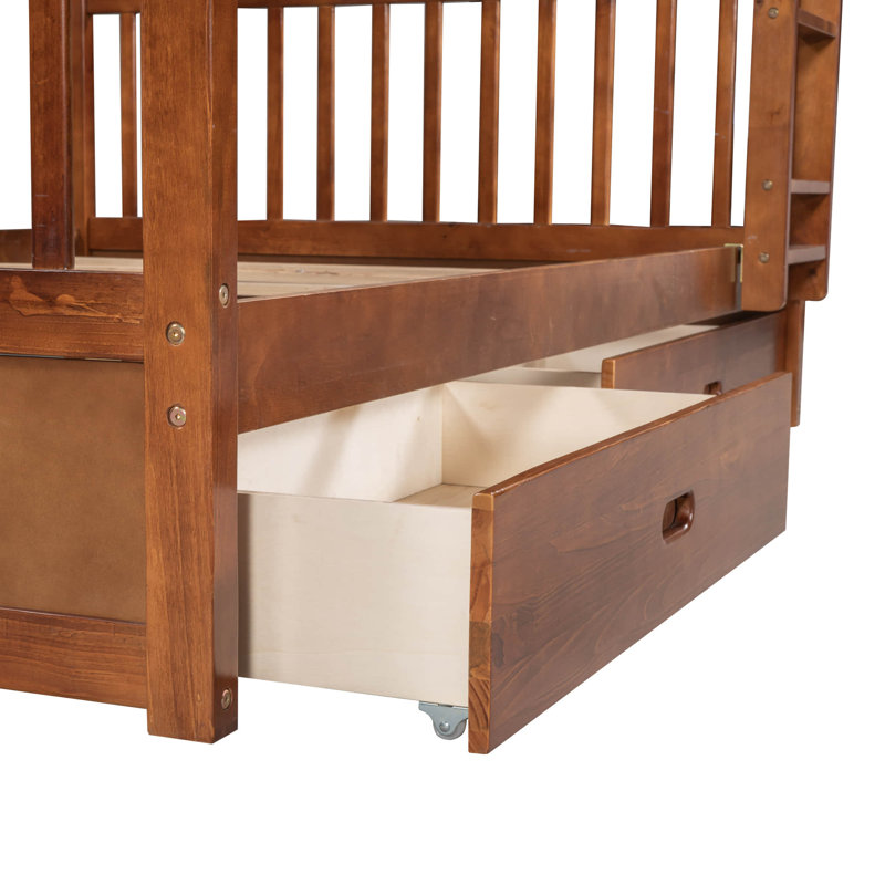 Harriet Bee Dossiv Kids Bunk Bed with Drawers Wayfair
